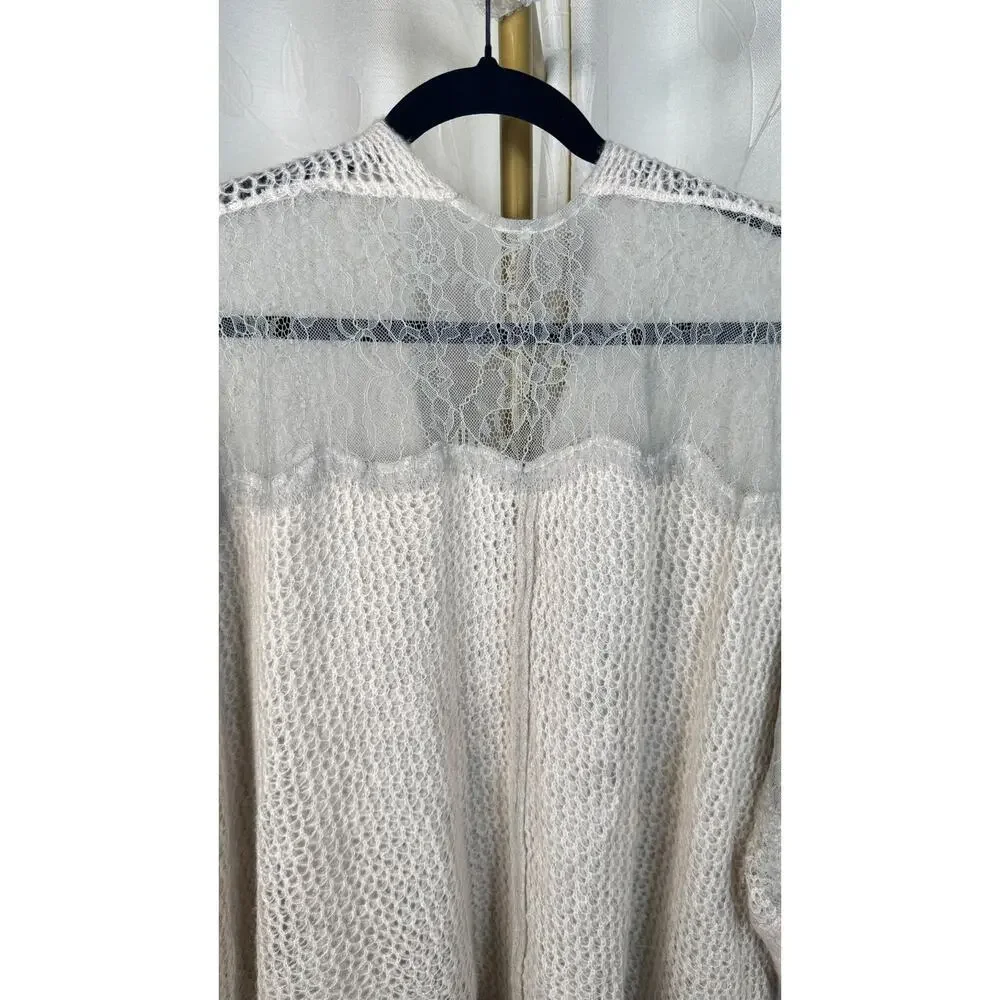 Free People Alpaca Blend Open Front Dolman Sleeve Lace Back Cardigan, Size S